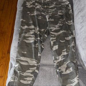 Express Olive Green Camouflage Cropped Pants